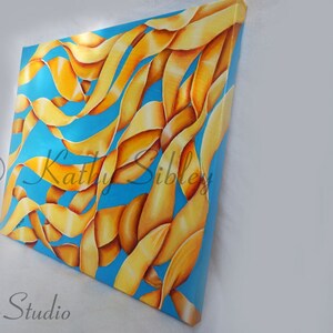 Yellow Ribbons Painting, 16 X 20 Inches Canvas, Original Acrylic ...