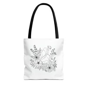 Botanische Minimalistische Einkaufstasche, umweltfreundliche Einkaufstasche, Blumenkunstdesign, Geschenk für sie, lässige Strandtasche, Reisen