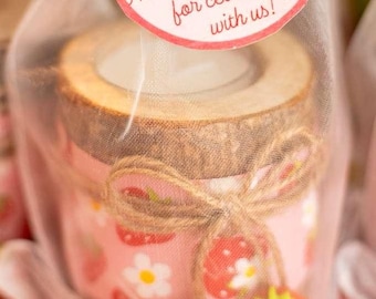 Baby Shower Guest Favors, Wedding guest favors, Strawberry party theme, strawberry tea light holders, custom candle holders, candle gifts