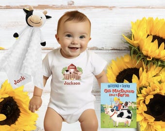 Old MacDonald baby gift, Old McDonald baby gift, gender neutral baby gift, custom baby gift, classic nursery rhyme, Old MacDonald Had a Farm