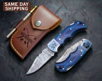 Fishing Gift Personalized Pocket Knife, Custom Engraved Folding Knife, Gift for Boyfriend, Husband Gift, Retirement Gift, Fisherman Knives