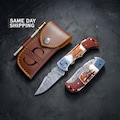 Handmade Damascus Pocket Knife, Boyfriend Birthday Gift, Groomsmen Gift Anniversary Gift for men Husband Personalized Christmas Gift for Him
