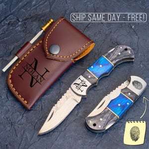Fingerprint Pocket Knife, Son&#39;s Thumbprint Engraved Knife, Personalized Gifts Husband, Handwriting Gift For Him, Gift for Dad, Husband Gift