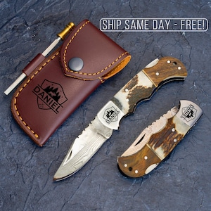 Hunting Gift, Personalized Folding Knife, Engraved Hunting Knife, Camping Knife, Pocket Knives, Deer and Duck Hunting Gift for Boyfriend