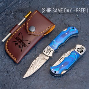 Fishing Gift Personalized Pocket Knife, Custom Engraved Folding Knife, Gift for Boyfriend, Husband Gift, Retirement Gift, Fisherman Knives