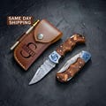 Handmade Damascus Pocket Knife, Father's Day Gifts Groomsmen Gift Anniversary Gift for men Husband Gift Personalized Graduation Gift for Him