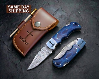 Cross Engraved Knife Sheath, Christian Leather Knife Holder, Religious Gift for Him, Christian Gift for Dad, Husband, Cross Sign Gift