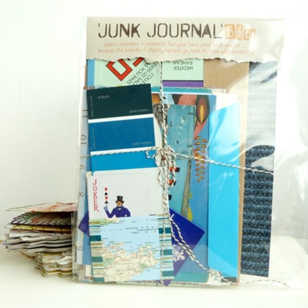 In the Deep Blue - JUNK JOURNAL 'bits' [Large] - coordinated ephemera to create a unique journal