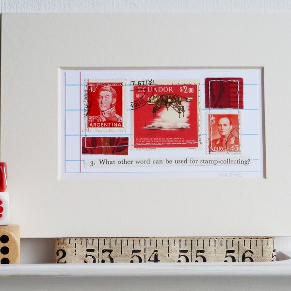 Vintage wallpaper and postage stamp collage: Flattery