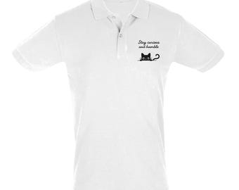 WST Curious Mind Polo – Minimalistyczny japoński wzór kota