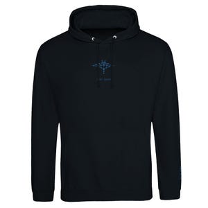 Zero Trust Embroidered Hoodie, Black & Teal Minimalist Cybersecurity Hoodie, Manta Ray Network, Infosec Hacker Gift for Developers