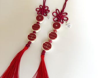 BTS Inspired Korean Knot Norigae with Tassel and Arirang charms - Red