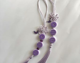 BTS Inspired Korean Knot Norigae with Tassel and Arirang charms - Lavender Purple