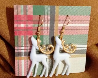 reindeer earrings, Christmas reindeer, Christmas earrings, Santas reindeer, holiday earrings, gifts under 25, secret sister gifts, deer gift