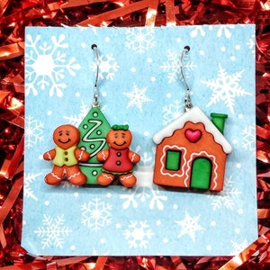 gingerbread earrings, gingerbread house, gift for wife, gifts under 10, gingerbread gifts, gift for realtor, teacher gift, gift for bakers