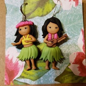 hula dancer earrings, Hawaiian dancing girl earrings, Hawaiian earrings, hula earrings, hula dancers, gifts for dancers, cute earrings image 1