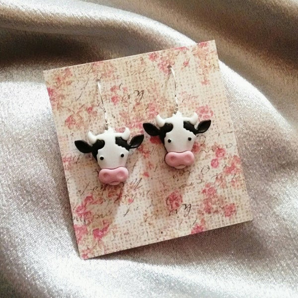 boucles d'oreilles vache, boucles d'oreilles holstein, bijoux vache, cadeaux vache, boucles d'oreilles moins de 10 ans, cadeaux moins de 10 ans, cadeau pour femme, boucles d'oreilles animaux, boucles d'oreilles ferme