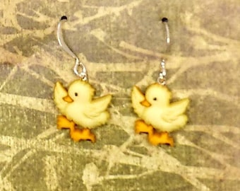 Tiny yellow chick earrings cute for Easter, dainty chick earrings for daughter-wife-mom-friend, funny gift for chicken lovers