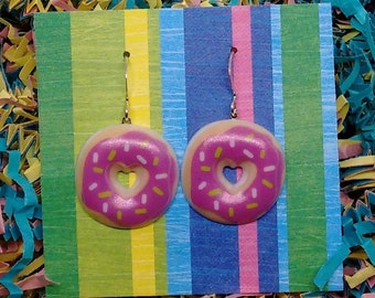 donut earrings, donut jewelry, donut gifts, food jewelry, donut sprinkles, teacher earring, gift under 10, gifts for bakers, food earrings