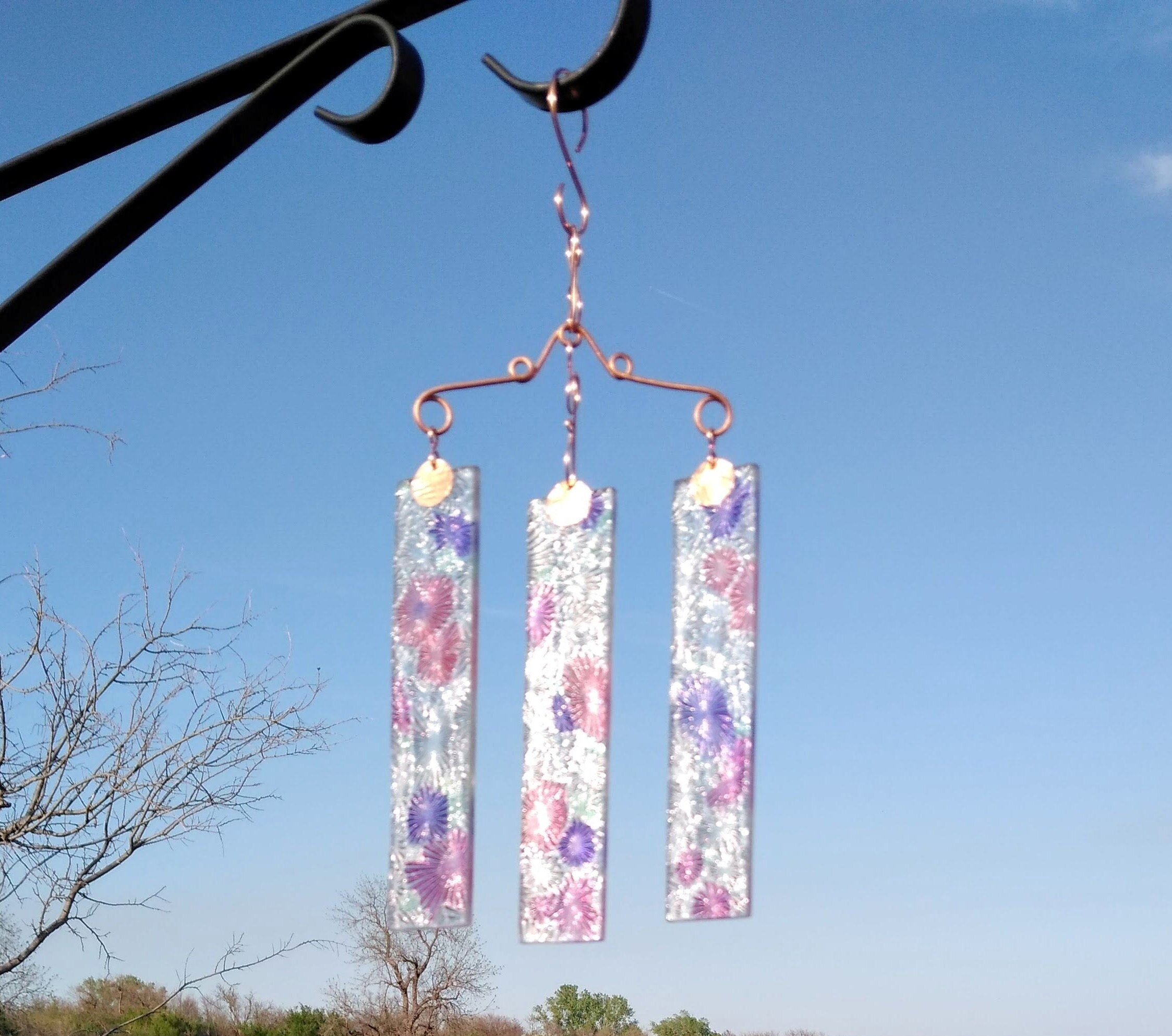 Flower Wind Chimes Glass Wind Chimes Garden Wind Chimes Sun Etsy