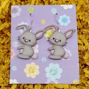 easter bunny earrings, bunny rabbit gifts, animal earrings, cute earrings, basket stuffers, bunny rabbits, gift for wife, gift for daughter