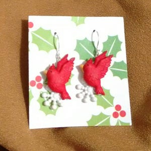 Cardinal jewelry, cardinal earrings, Christmas earrings, Christmas jewelry, Redbirds, cardinal gifts, stocking stuffers, redbird jewelry