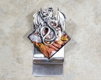 money clip, dragon money clip, mens money clip, gift for dad, gift for brother, gift for husband, dragon gift, groomsmen gift, gift under 15