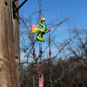 Dragon wind chime, gift for dragon fan, mothers day, fairy garden, housewarming, custom handcrafted