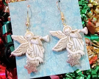 Angel earrings Christmas angels Christmas earrings brockus Creations