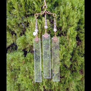 wind chime, glass wind chime, garden wind chime, sun catcher, yard art, gardening stained glass gift, handcrafted, FREE SHIPPING USA
