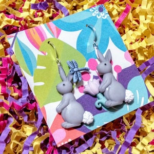 WEVENI Acrylic Easter Egg Bunny Earrings | Cute Dangle Rabbit Hare Jewelry For Women & Girls | Colorful Gift For Spring & Holidays - View #3