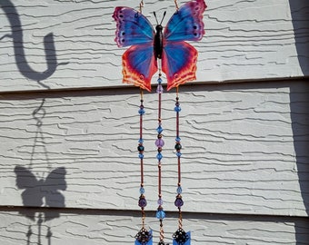 Eastern Blue Beauty Butterfly wind chimes for Mothers day, memorial, sympathy gift, butterfly gift for gardeners-wife-friend-husband