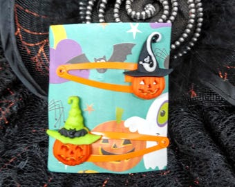 Jackolantern Halloween Hair Clips, Whimsical Costume Accessories