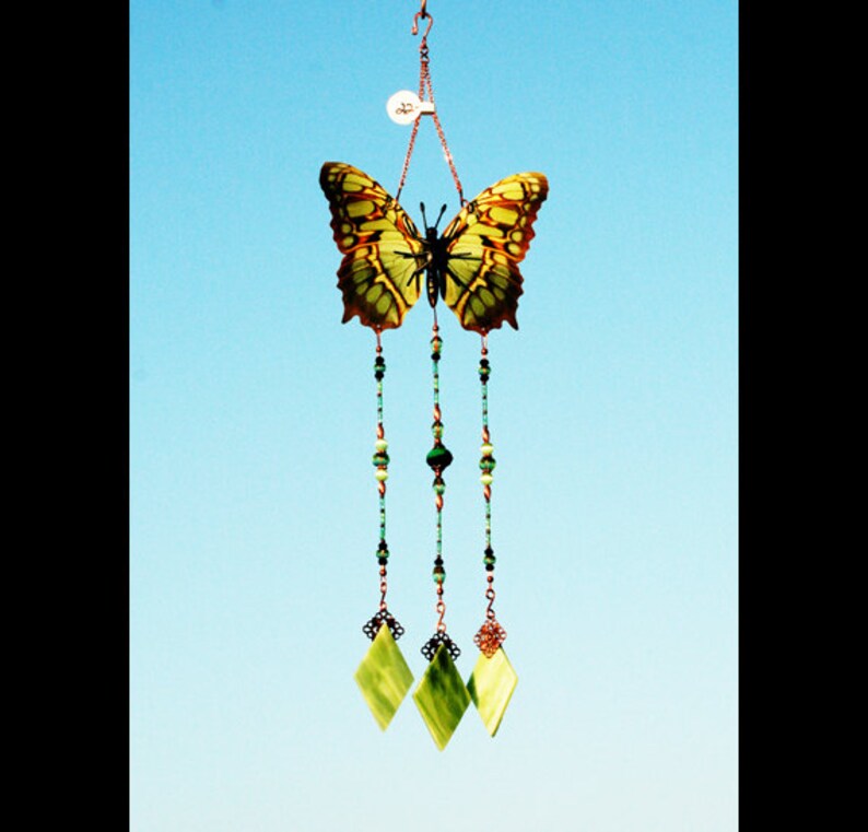 Green windchimes butterfly windchimes wind chimes memorial Etsy