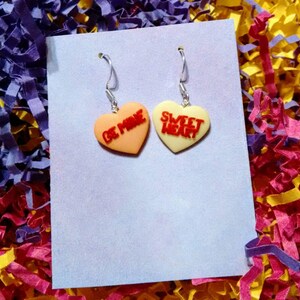 Valentines earrings, valentines day gift, valentines jewelry, valentines day, gift for girlfriend, candy earrings, heart earrings, fun gifts