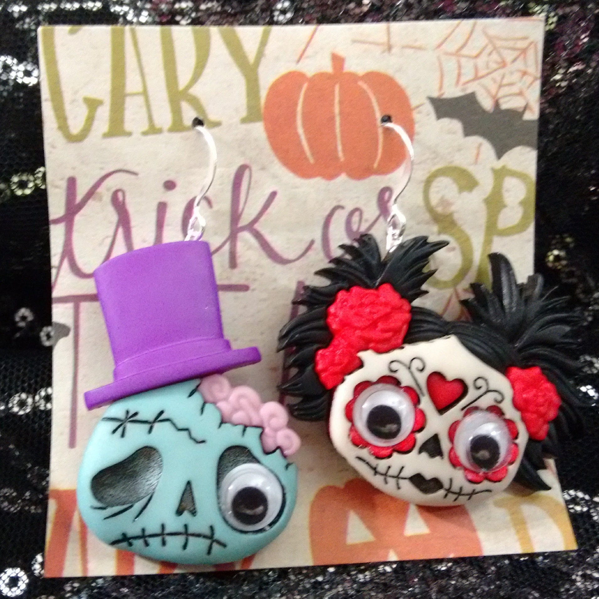 Zombie earrings, Halloween jewelry, zombie jewelry, living dead, walk…