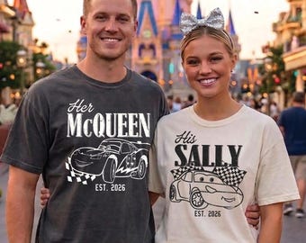 Comfort Colors® Disney Cars Shirt, Lightning McQueen and Sally Couple Shirt, Disney Couple Shirt, Disneyland Cars Tee, Disney Trip 2026 Tee