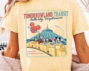 Camiseta Comfort Colors® Vintage Mickey y sus amigos Space Mountain, Camiseta Tomorrowland Transit Authority People Mover, Camiseta para viaje a Disney World