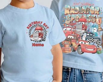Personalized Pixar Cars Radiator Springs Birthday T-Shirt, Disney MC Queen Tow Mater Sally Birthday Gift, Disneyland WDW Family Trip Shirt