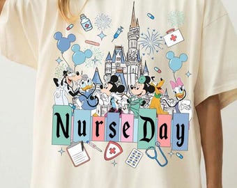 Comfort Colors Mickey And Friends Disney Nurse Boxy Tee, Nurse Day Nursing School Nurse Graduation Gift, Disney WDW Matching Family TShirt