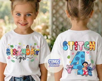 Personalized Lilo and Stitch Birthday Shirt, Custom Name Age Stitch Angel Pleakley, Disney Birthday Gift, WDW Disneyland Family Trip Outfit