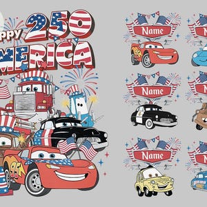 Custom Disney Cars Patriotic Disney 4th of July Comfort Colors Shirt, WDW Disney Family America Fourth of July, Red White and Blue USA Tee image 2