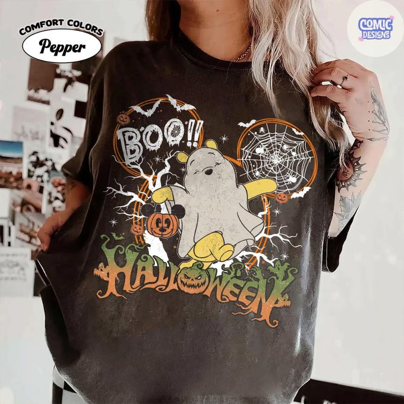 Chemise d'Halloween Tous les personnages Disney personnalisée Comfort Colors®, fantôme de Mickey, fête d'Halloween Pas si effrayante Mickey, t-shirt voyage d'Halloween WDW image 7
