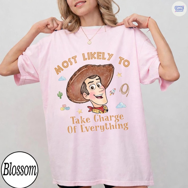 Comfort Color® Personalized Toy Story Characters "Most Likely To" Shirt, Lilypad Buzz Woody Jessie Tee, WDW Disneyland Family Matching Tee image 3
