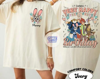 Personalized Name Age Zootopia 2 Birthday Shirt, Very Happy Birthday Disney Judy Hopps Nick Wilde Gary De'Snake Gift, Disney Family Tee