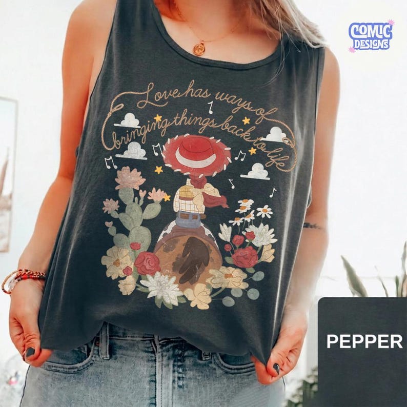 Comfort Colors Toy Story Jessie Tanktop, Toy Story 5 Friendship, Disneyland Toy Story Family Tee afbeelding 2