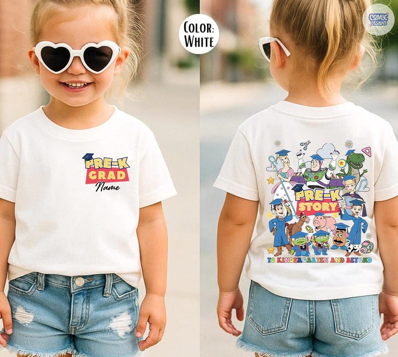 Personalized Disney Toy Story Kindergarten Graduation Shirt, Custom Dad Mom Kids Name Graduation Shirt, Preschool Grad Gift for Daughter Son bild 2