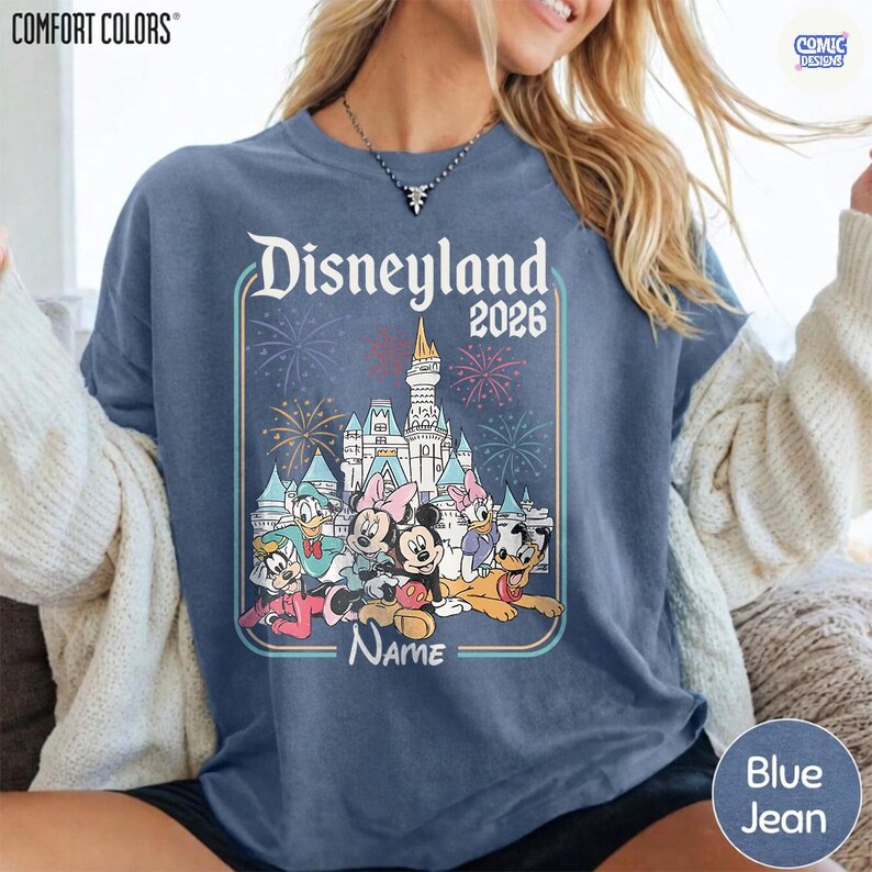 Custom Disneyland Mickey And Friends Shirts, Custom Name Disney Family 2026 Shirts, Retro Disneyland Trip Tee, Disney Family Vacation Shirts afbeelding 14