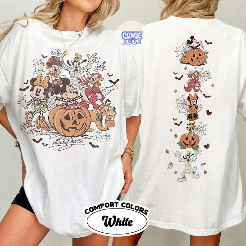 Comfort Colors Mickey and Friends Autumn Shirt, Halloween Trip, Retro Mickey Boo Spooky Tee, Disneyland Fall Vibes, Disney Family Shirt afbeelding 6