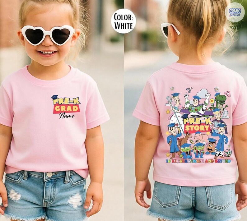 Personalized Disney Toy Story Kindergarten Graduation Shirt, Custom Dad Mom Kids Name Graduation Shirt, Preschool Grad Gift for Daughter Son bild 3